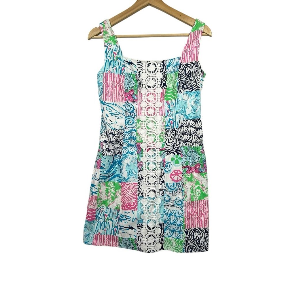 Lilly Pulitzer Idi Shift Dress Osterville Patch Women’s Size 2 Lined Cotton
